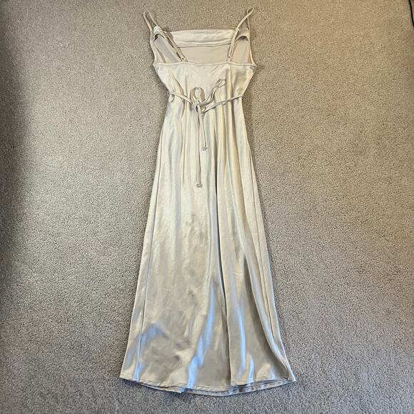 Champagne satin midi dress cowl neck, glam night out new year's - Picture 5 of 10